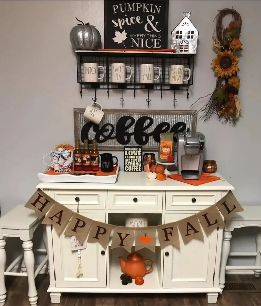 32 Cozy Fall Coffee Station Ideas to Warm Up Your Home smallhometours.com 14