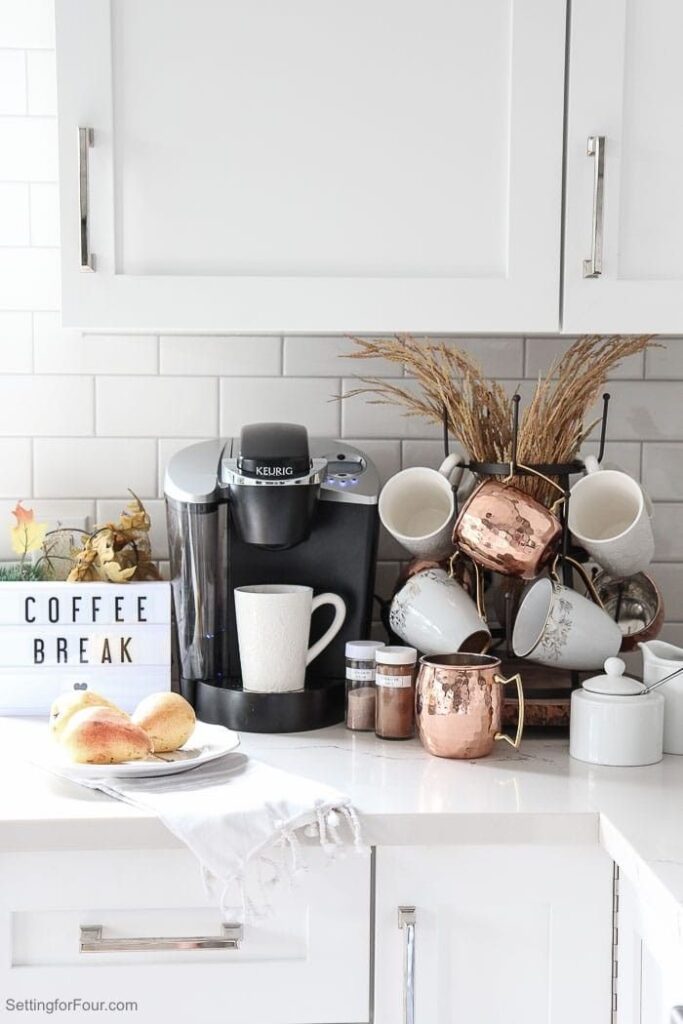 32 Cozy Fall Coffee Station Ideas to Warm Up Your Home smallhometours.com 15