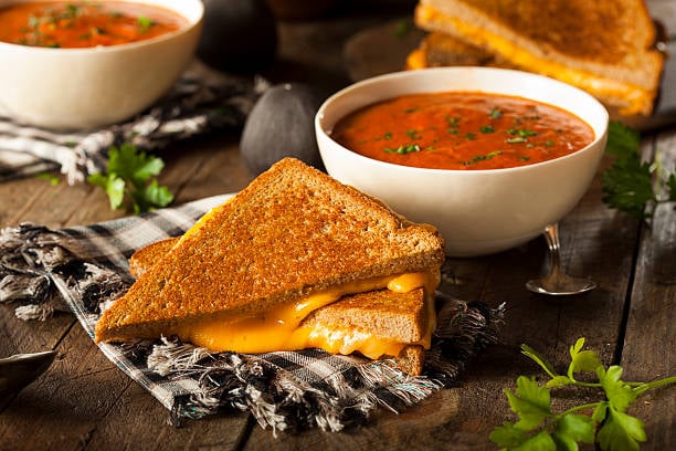 Homemade Grilled Cheese with Tomato Soup for Lunch