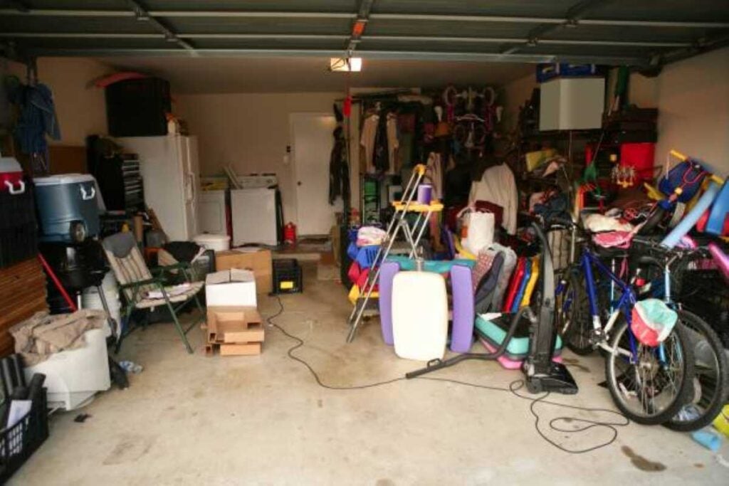 Messy abandoned garage.